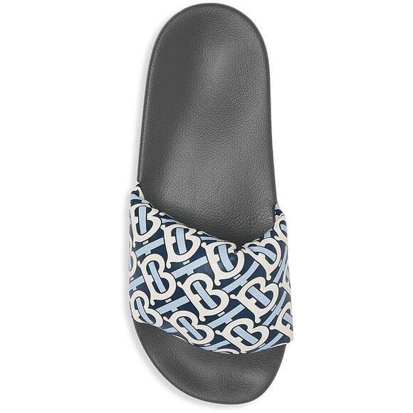 Burberry Furley Tb Flock Padded Leather Slides Navy/White - 9 - Picture 5 of 5